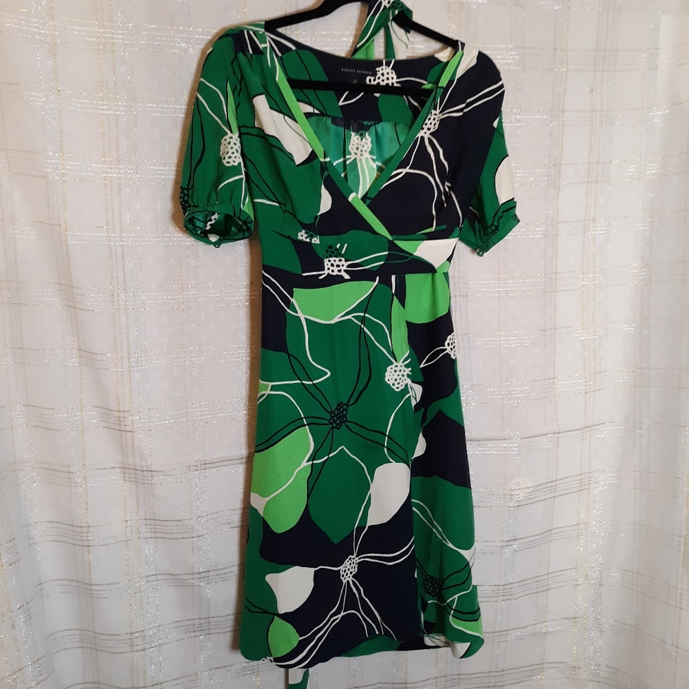 Banana Republic 100% Silk Wrap Dress Green Floral